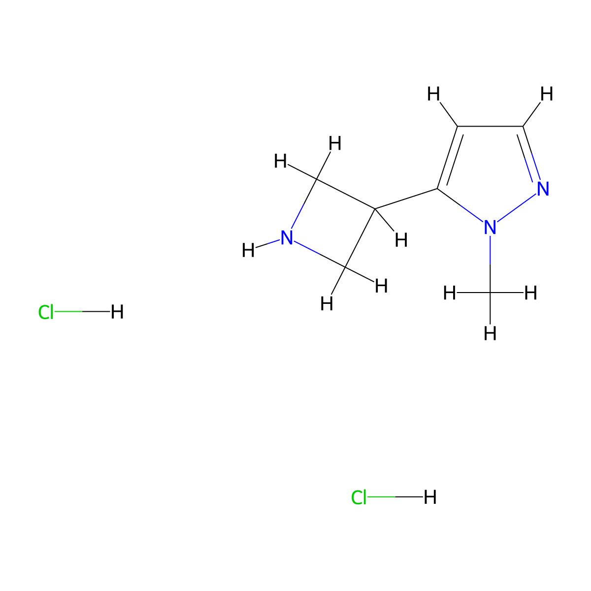 5-(azetidin-3-yl)-1-methyl-1H-pyrazole dihydrochloride molecular structure, CAS 2413896-78-1