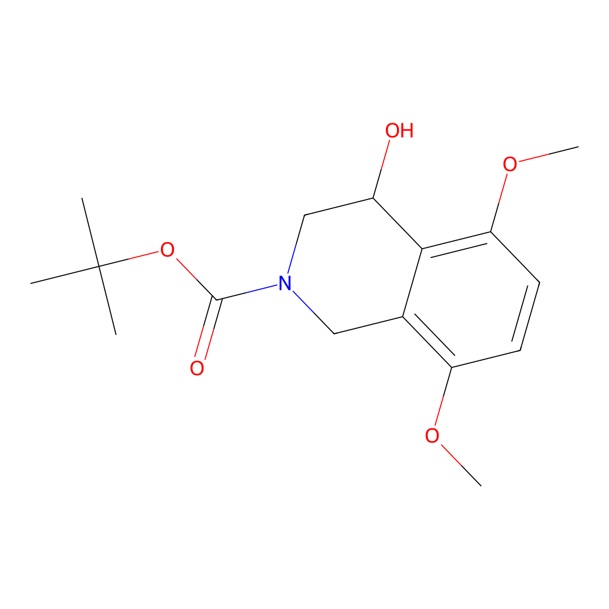 Tert-butyl 4-hydroxy-5,8-dimethoxy-1,2,3,4-tetrahydroisoquinoline-2-carboxylate molecular structure, CAS 2413896-82-7