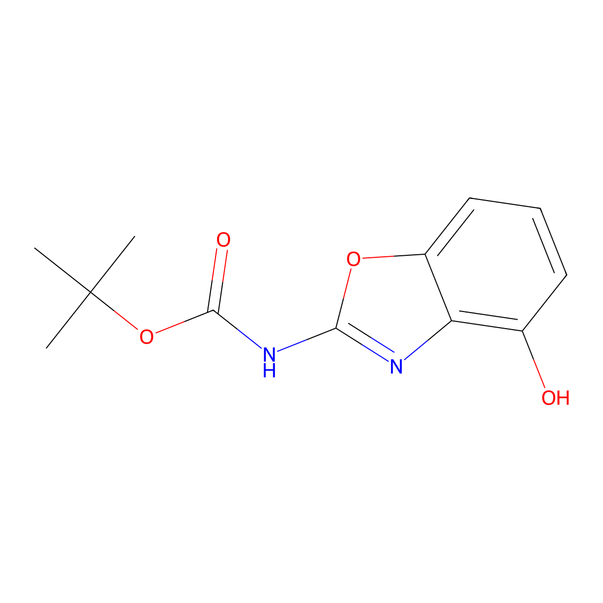 tert-butyl N-(4-hydroxy-1,3-benzoxazol-2-yl)carbamate molecular structure, CAS 2413896-84-9