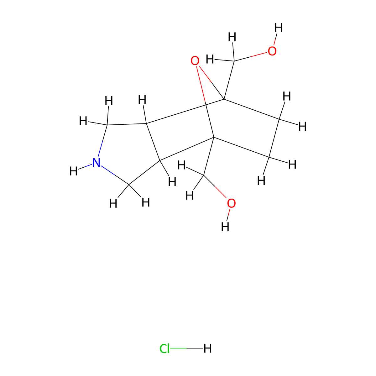 [7-(Hydroxymethyl)-10-oxa-4-azatricyclo[5.2.1.0,2,6]decan-1-yl]methanol hydrochloride molecular structure, CAS 2413896-87-2