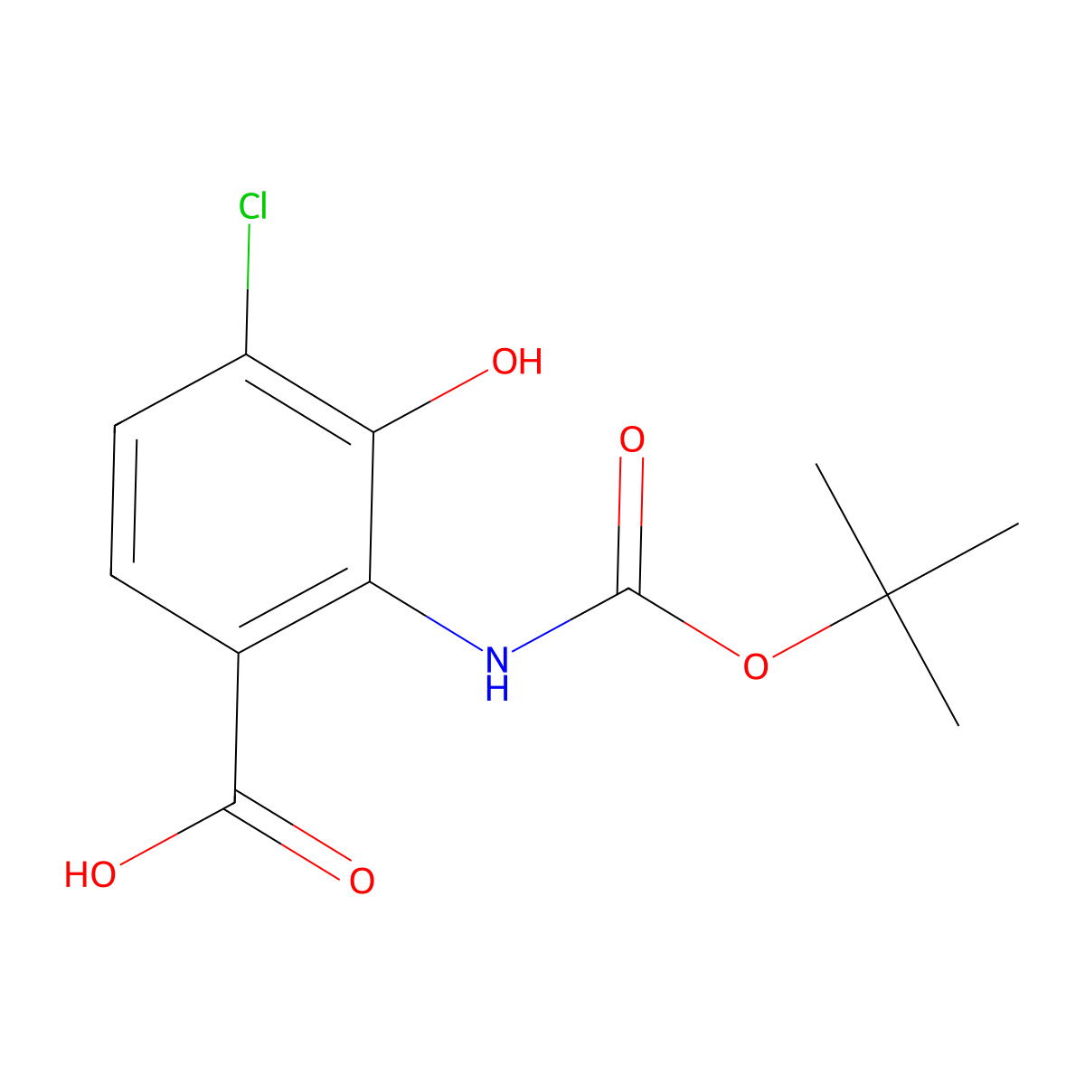 2-{[(Tert-butoxy)carbonyl]amino}-4-chloro-3-hydroxybenzoic acid molecular structure, CAS 2413897-02-4