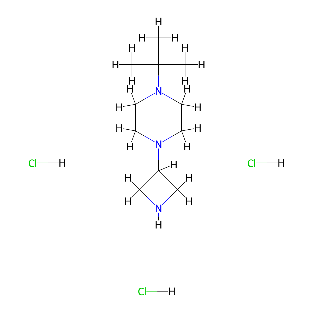 1-(Azetidin-3-yl)-4-tert-butylpiperazine trihydrochloride molecular structure, CAS 2413897-08-0