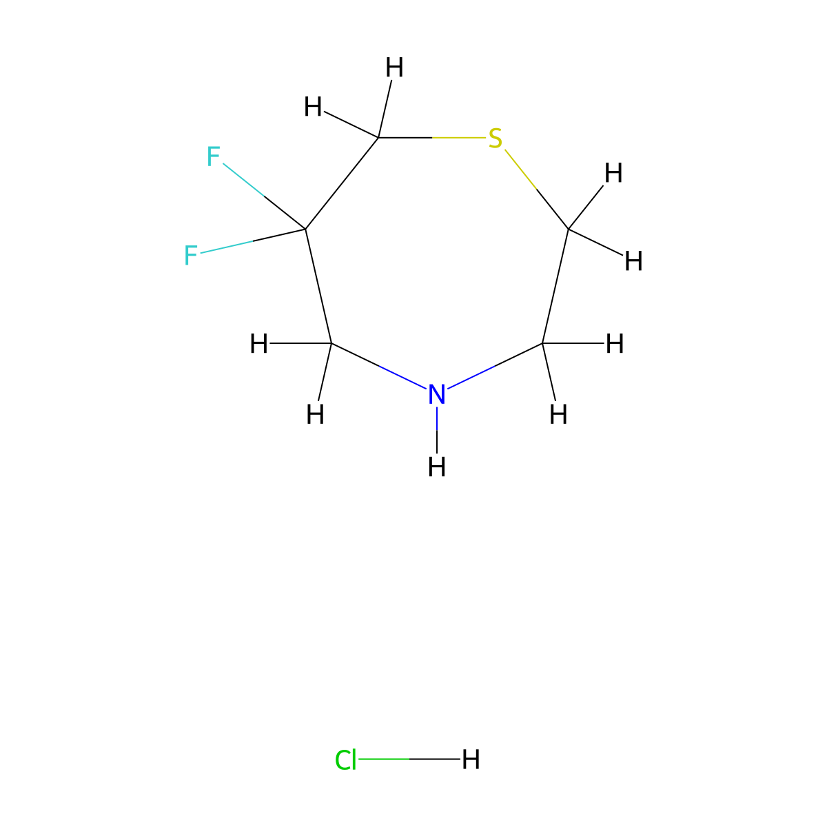 6,6-Difluoro-1,4-thiazepane hydrochloride molecular structure, CAS 2413897-09-1