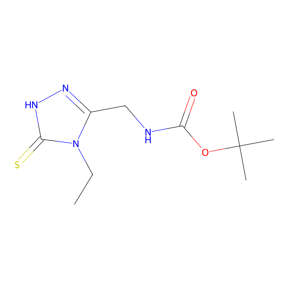 tert-butyl N-[(4-ethyl-5-sulfanyl-4H-1,2,4-triazol-3-yl)methyl]carbamate molecular structure, CAS 2413897-14-8