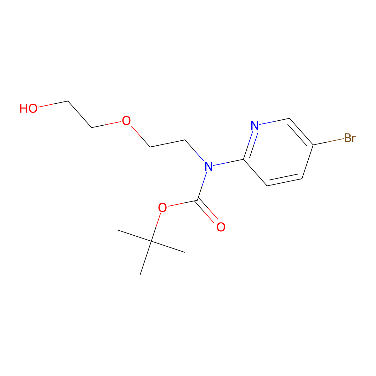 tert-butyl N-(5-bromopyridin-2-yl)-N-[2-(2-hydroxyethoxy)ethyl]carbamate molecular structure, CAS 2413897-17-1