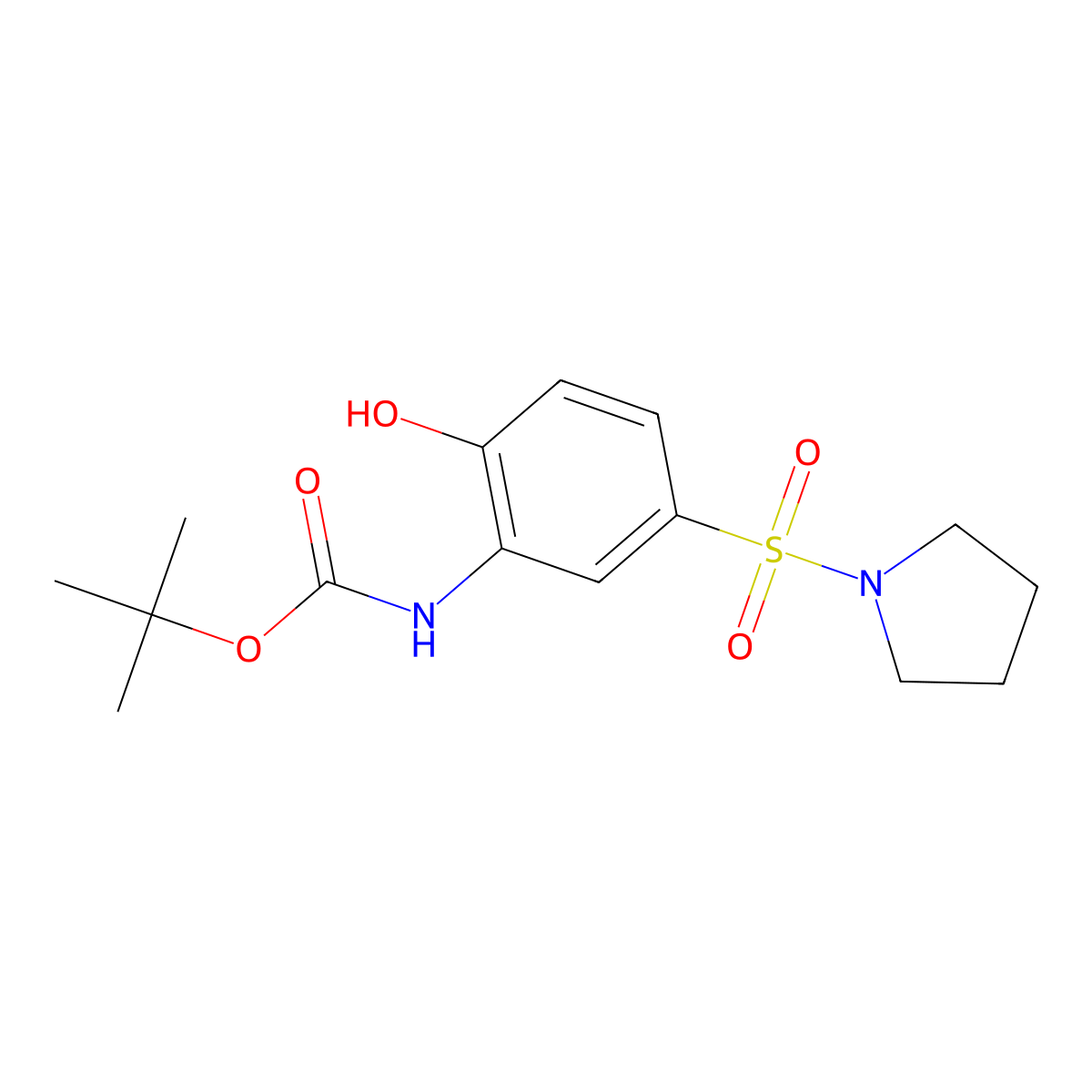 tert-butyl N-[2-hydroxy-5-(pyrrolidine-1-sulfonyl)phenyl]carbamate molecular structure, CAS 2413897-34-2