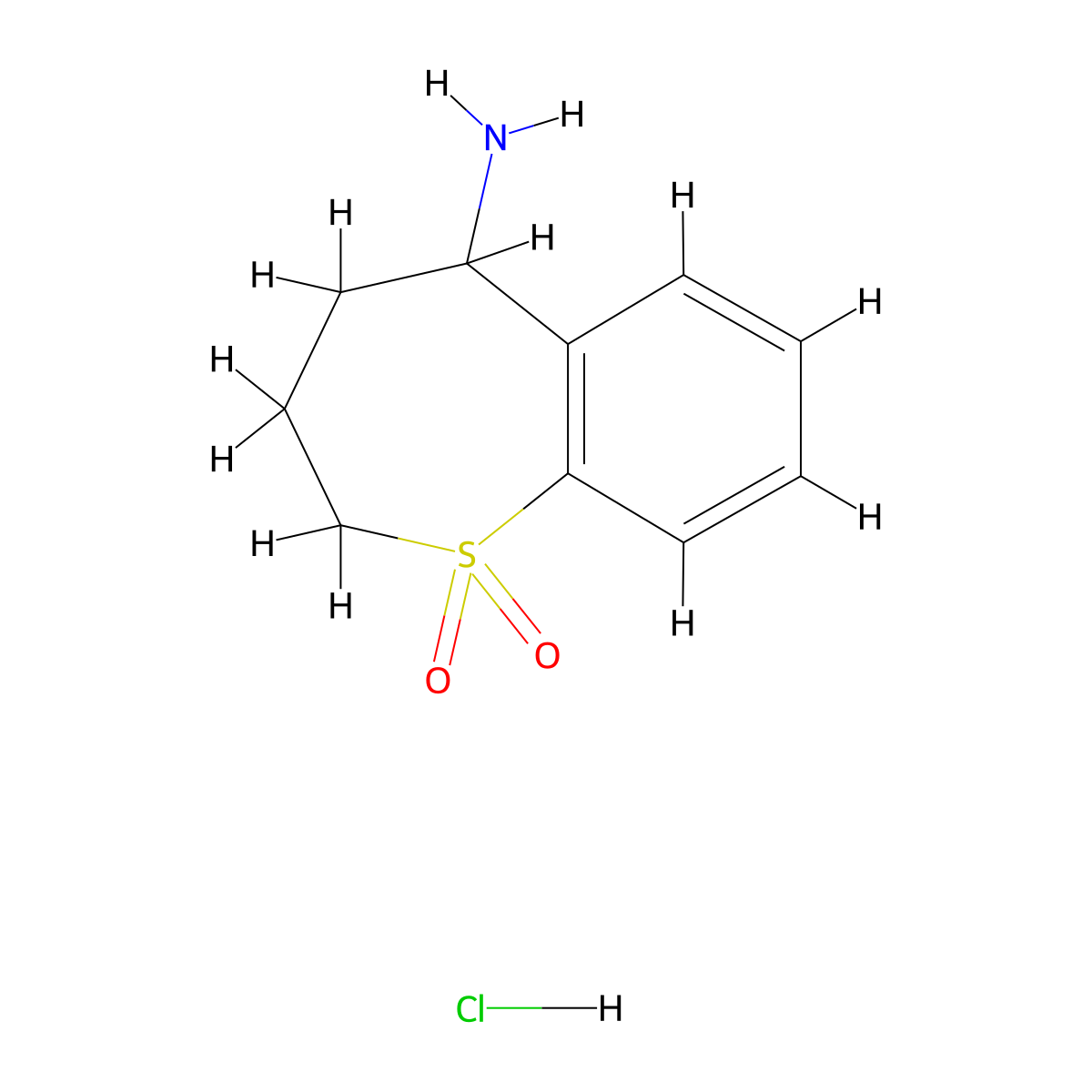 5-Amino-2,3,4,5-tetrahydro-1lambda6-benzothiepine-1,1-dione hydrochloride molecular structure, CAS 2413897-35-3