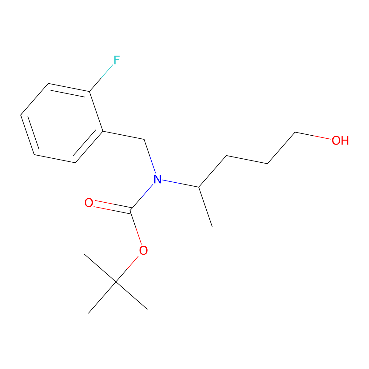 tert-butyl N-[(2-fluorophenyl)methyl]-N-(5-hydroxypentan-2-yl)carbamate molecular structure, CAS 2413897-38-6