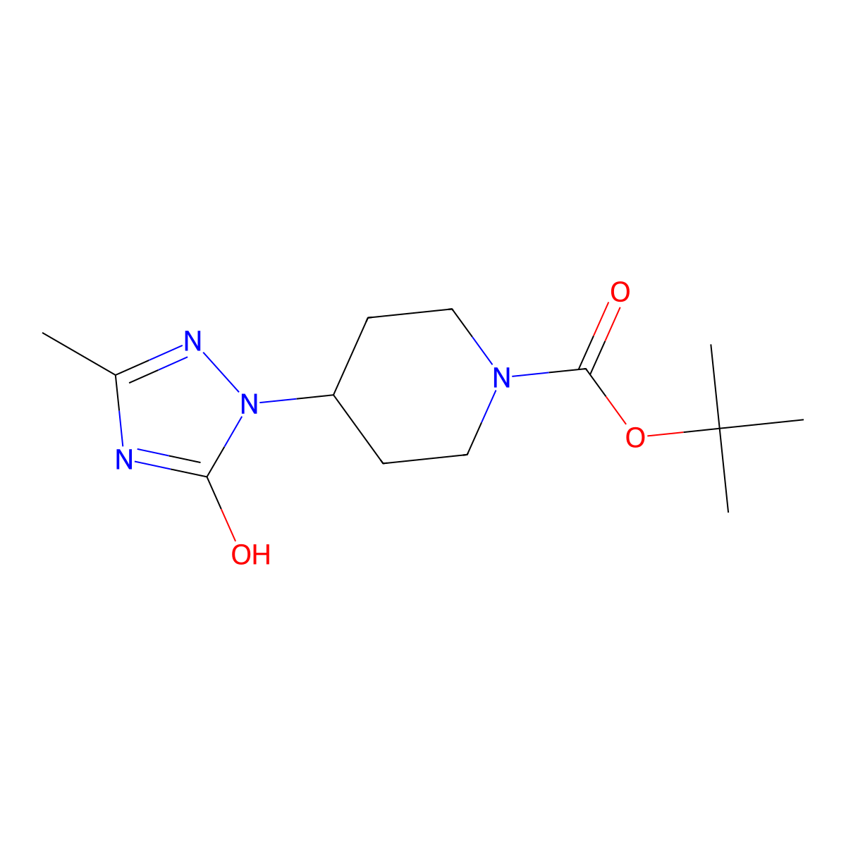 tert-butyl 4-(5-hydroxy-3-methyl-1H-1,2,4-triazol-1-yl)piperidine-1-carboxylate molecular structure, CAS 2413897-42-2