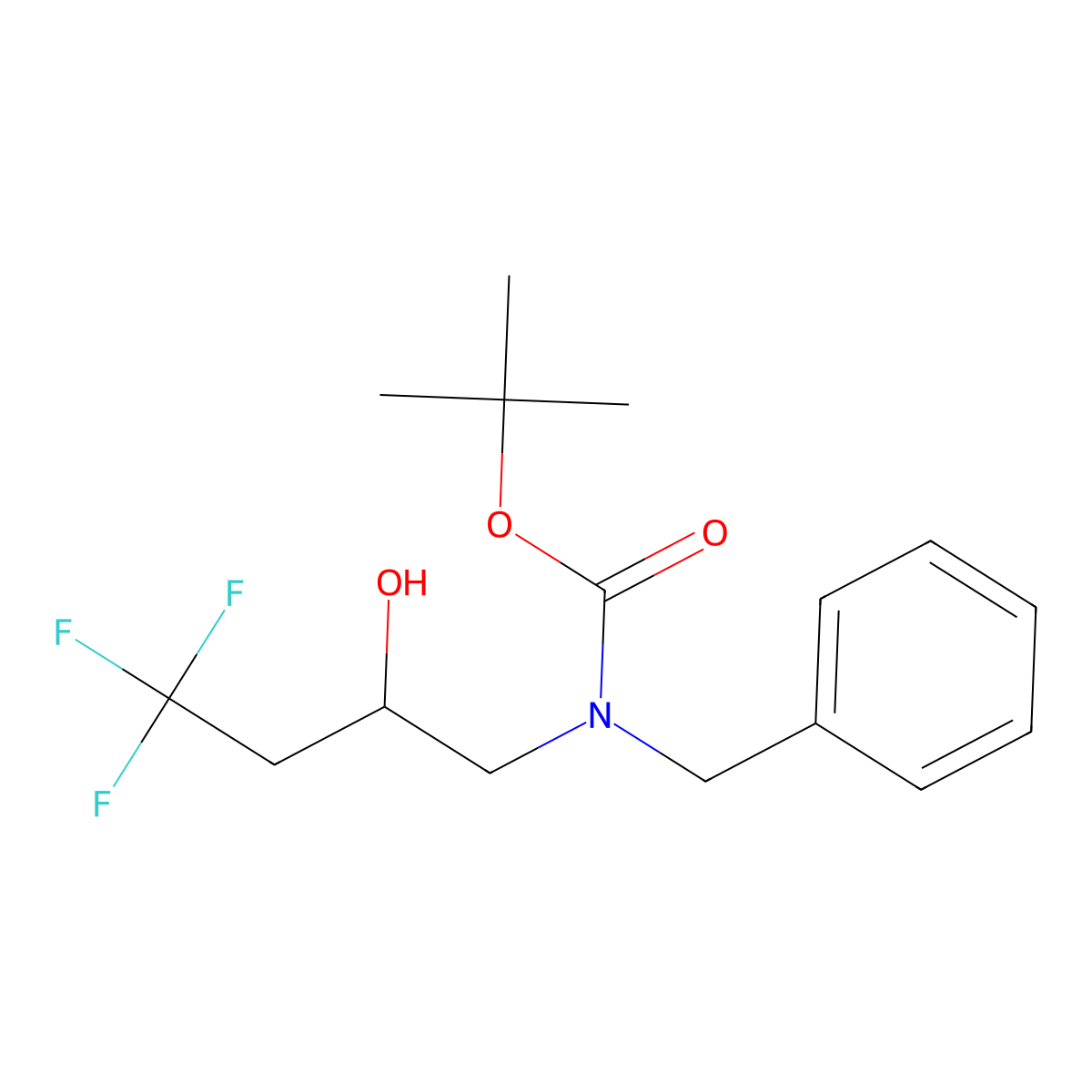 tert-butyl N-benzyl-N-(4,4,4-trifluoro-2-hydroxybutyl)carbamate molecular structure, CAS 2413897-44-4