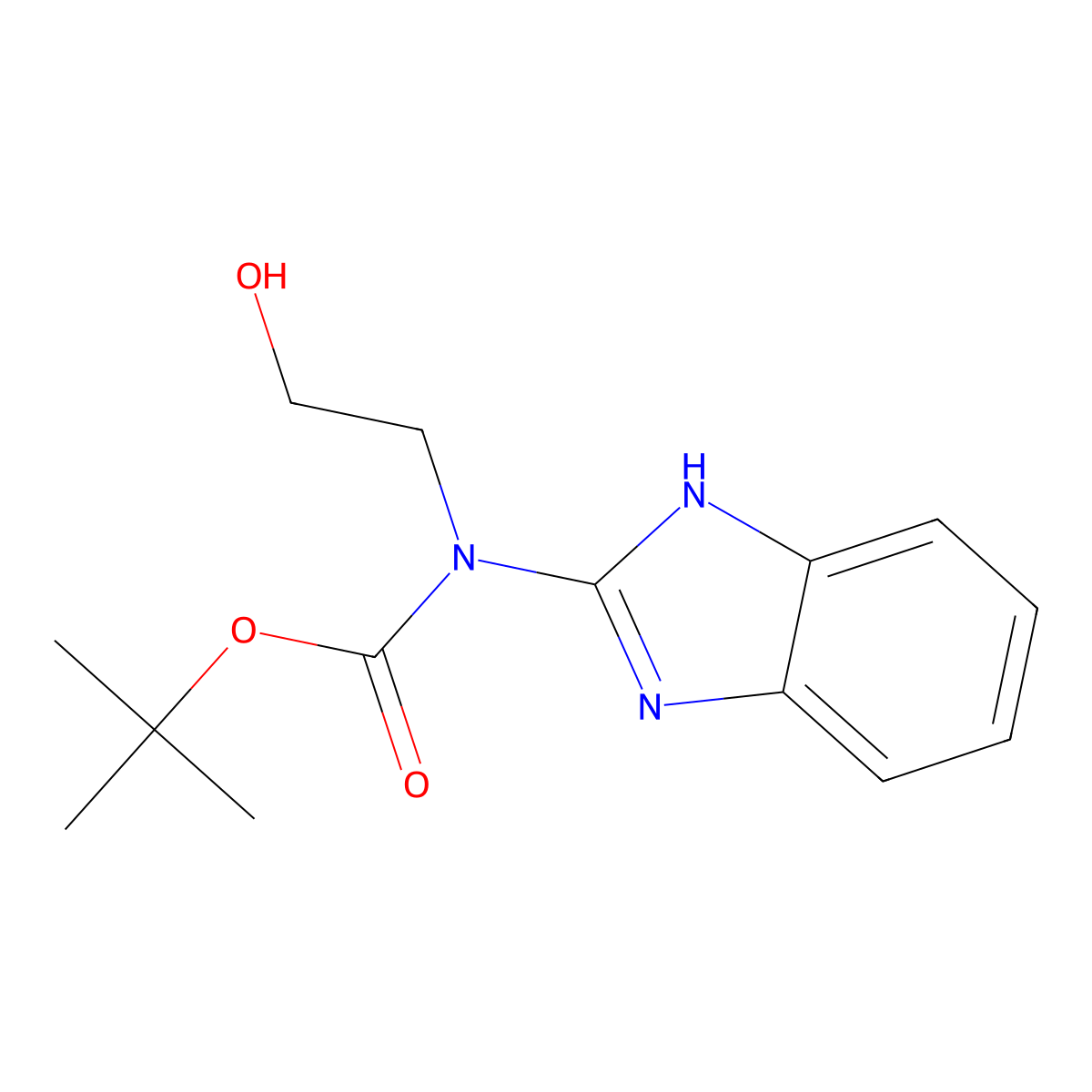 tert-butyl N-(1H-1,3-benzodiazol-2-yl)-N-(2-hydroxyethyl)carbamate molecular structure, CAS 2413897-49-9