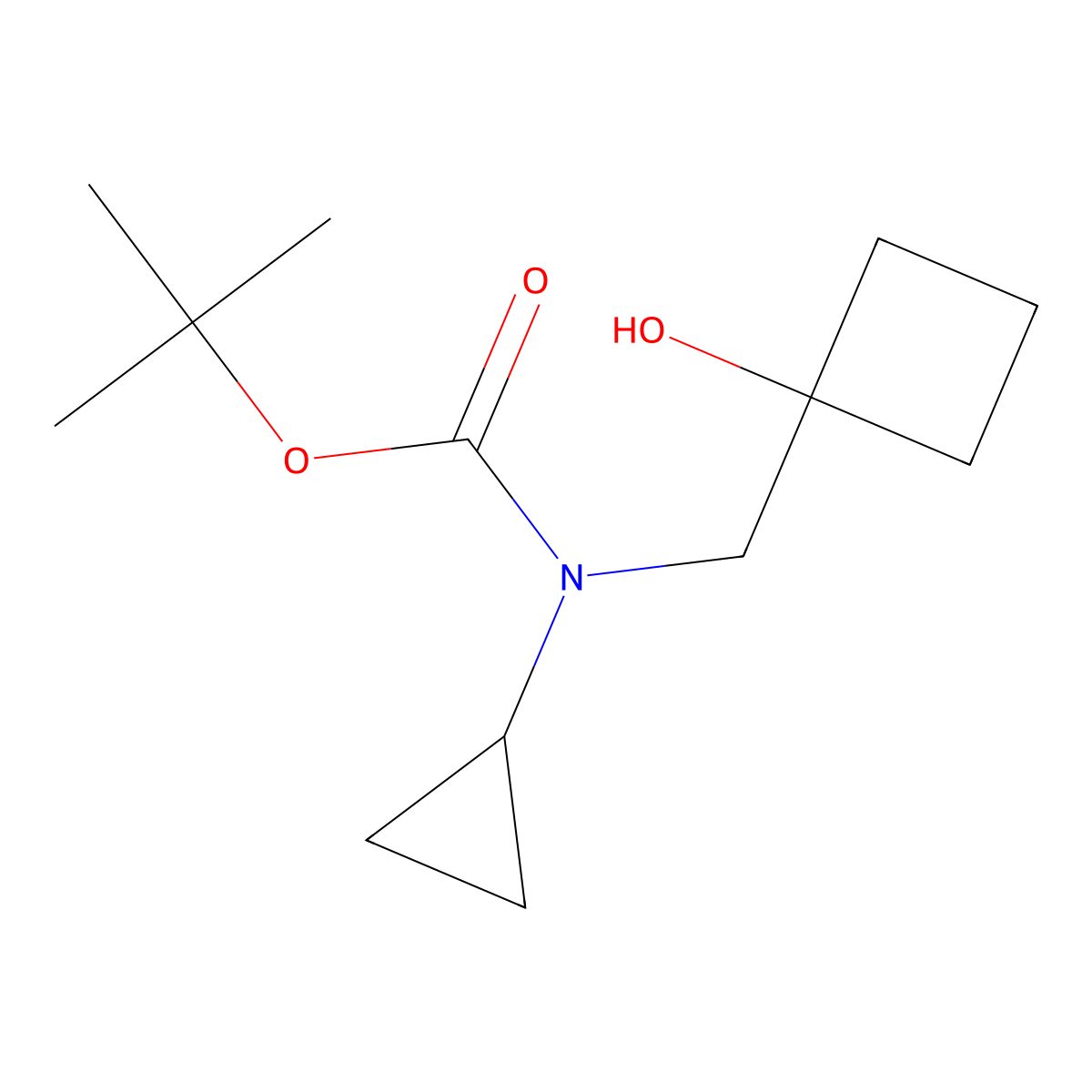 tert-butyl N-cyclopropyl-N-[(1-hydroxycyclobutyl)methyl]carbamate molecular structure, CAS 2413897-58-0
