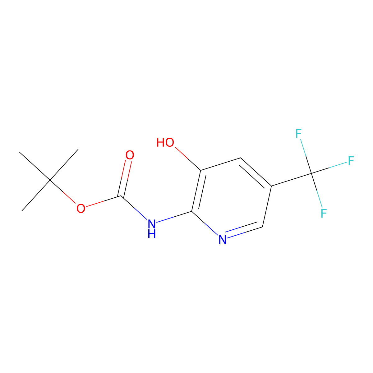 tert-butyl N-[3-hydroxy-5-(trifluoromethyl)pyridin-2-yl]carbamate molecular structure, CAS 2413897-62-6
