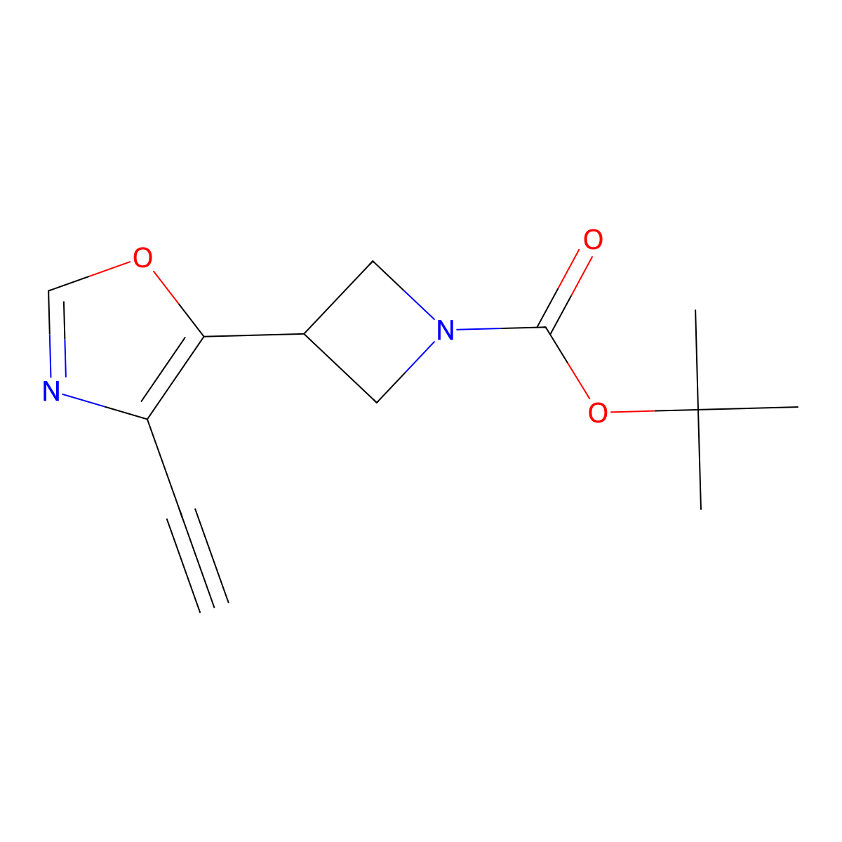 Tert-butyl 3-(4-ethynyl-1,3-oxazol-5-yl)azetidine-1-carboxylate molecular structure, CAS 2413897-91-1