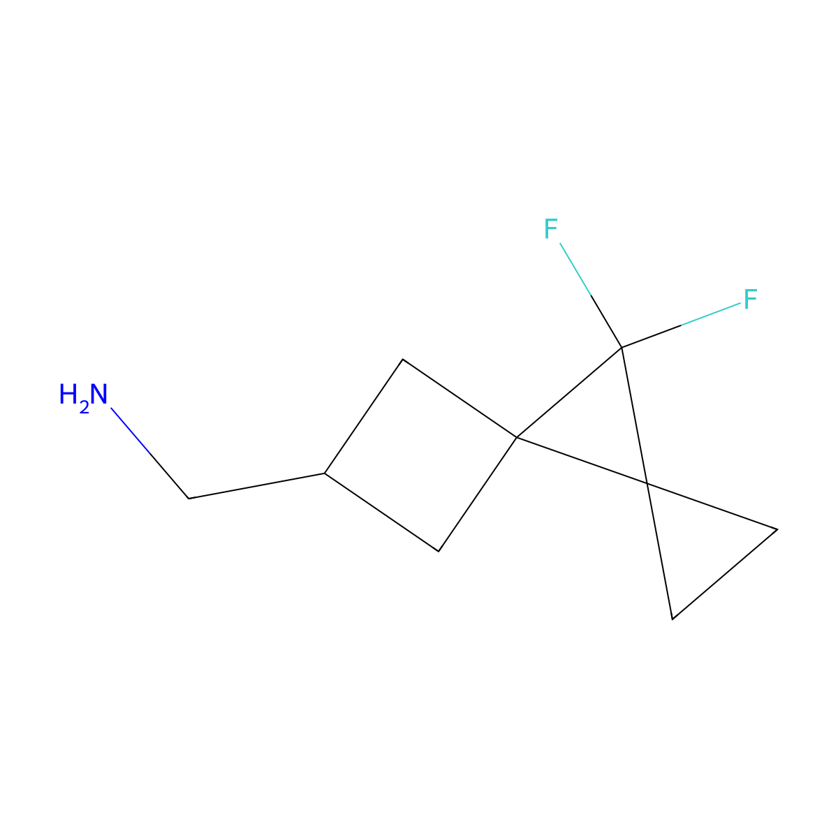 {8,8-Difluorodispiro[2.0.3^{4}.1^{3}]octan-6-yl}methanamine molecular structure, CAS 2413898-02-7