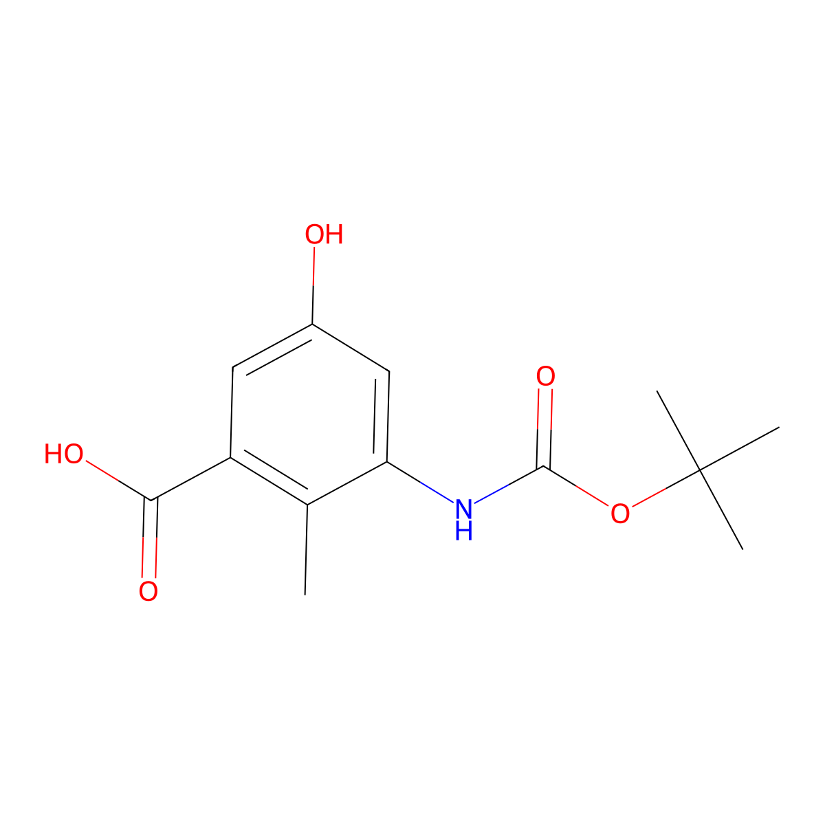 3-{[(Tert-butoxy)carbonyl]amino}-5-hydroxy-2-methylbenzoic acid molecular structure, CAS 2413898-03-8