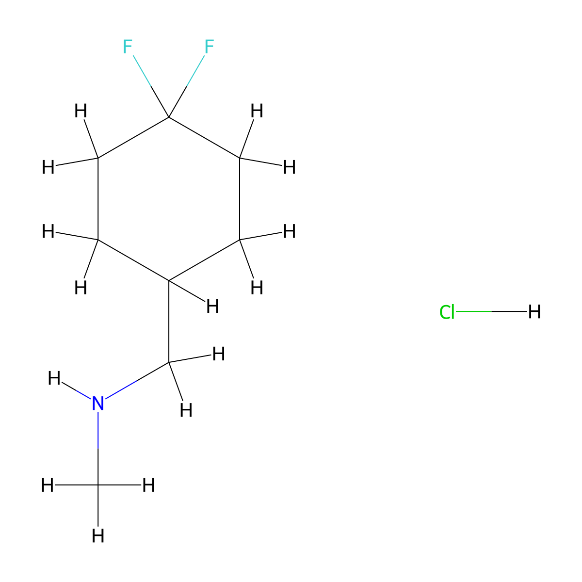 ((4,4-Difluorocyclohexyl)methyl)(methyl)amine hydrochloride molecular structure, CAS 2413898-06-1