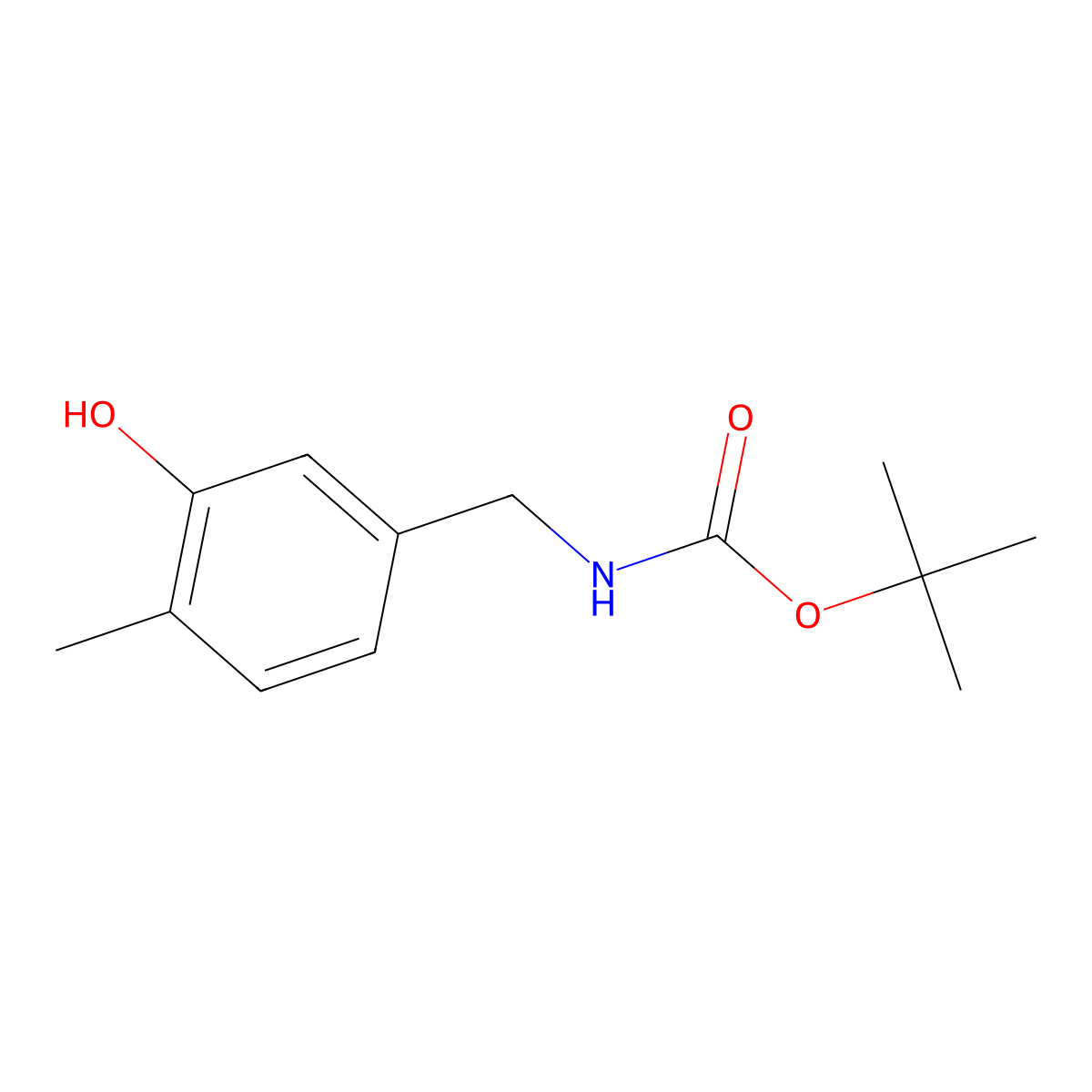 tert-butyl N-((3-hydroxy-4-methylphenyl)methyl)carbamate molecular structure, CAS 2413898-08-3