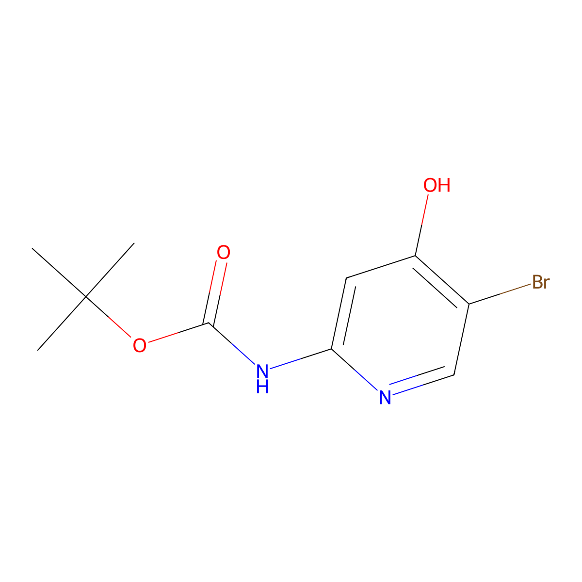 tert-butyl N-(5-bromo-4-hydroxypyridin-2-yl)carbamate molecular structure, CAS 2413898-13-0