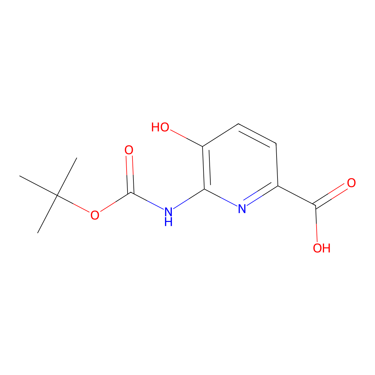 6-{[(Tert-butoxy)carbonyl]amino}-5-hydroxypyridine-2-carboxylic acid molecular structure, CAS 2413898-18-5