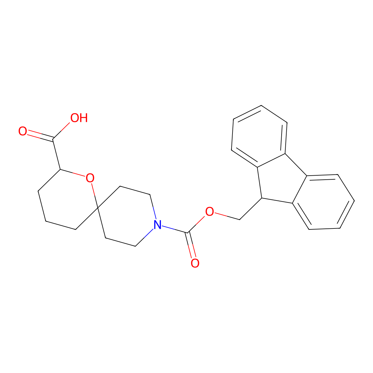9-{[(9H-fluoren-9-yl)methoxy]carbonyl}-1-oxa-9-azaspiro[5.5]undecane-2-carboxylic acid molecular structure, CAS 2413898-32-3