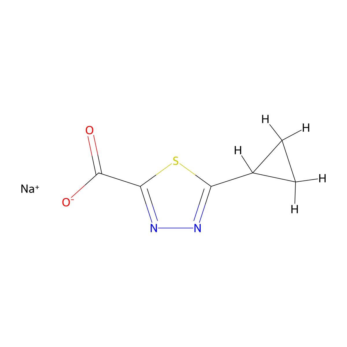 Sodium 5-cyclopropyl-1,3,4-thiadiazole-2-carboxylate molecular structure, CAS 2413898-34-5