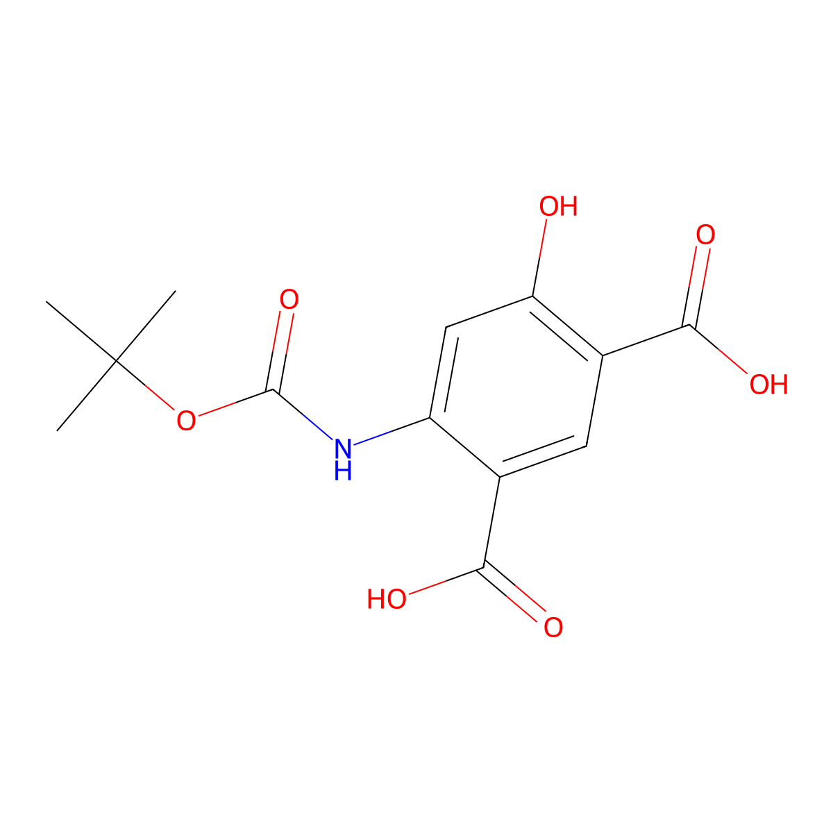 4-{[(Tert-butoxy)carbonyl]amino}-6-hydroxybenzene-1,3-dicarboxylic acid molecular structure, CAS 2413898-50-5