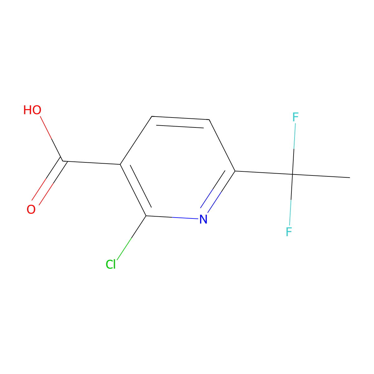2-Chloro-6-(1,1-difluoroethyl)pyridine-3-carboxylic acid molecular structure, CAS 2413898-64-1