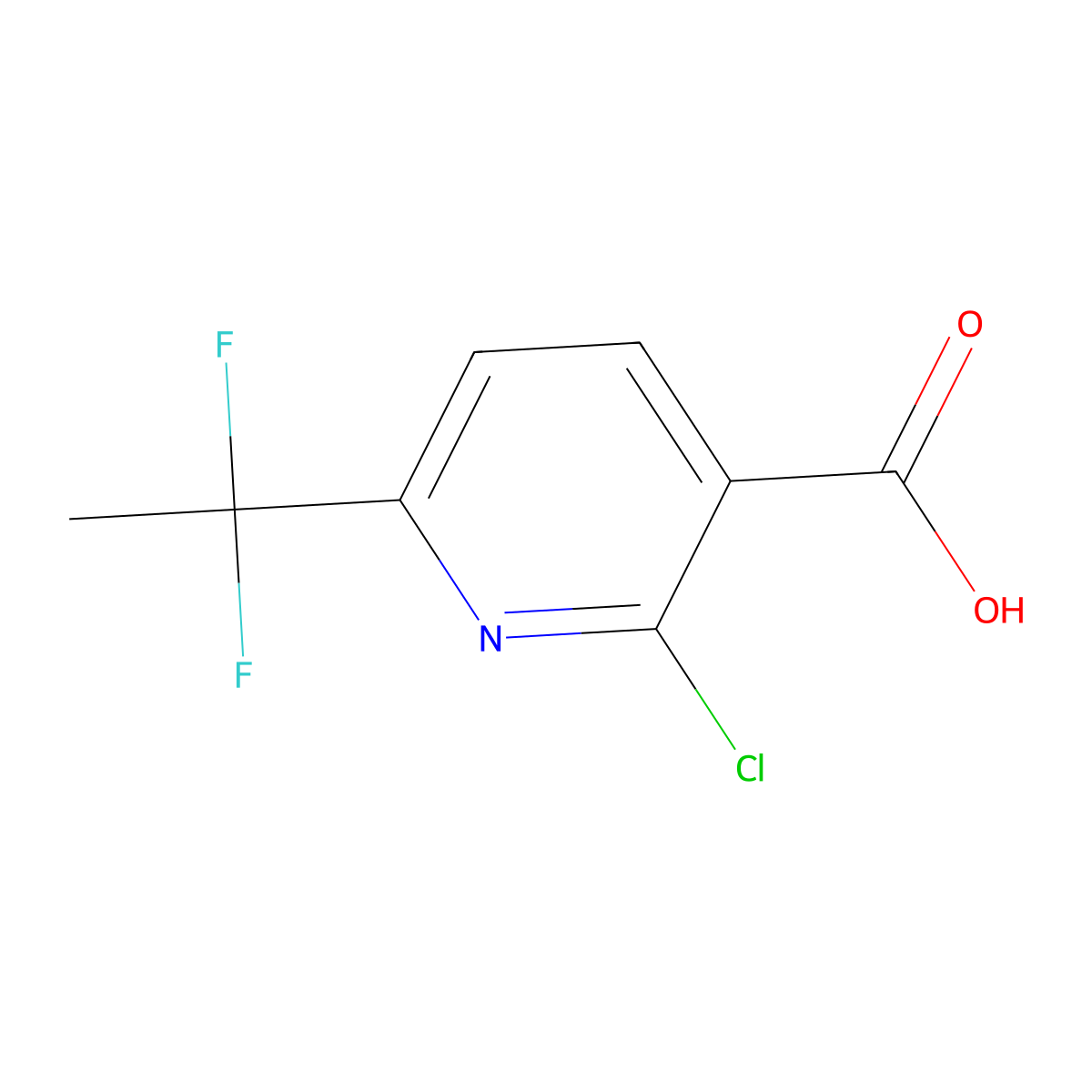 2-Chloro-6-(1,1-difluoroethyl)pyridine-3-carboxylic acid molecular structure, CAS 2413898-64-1