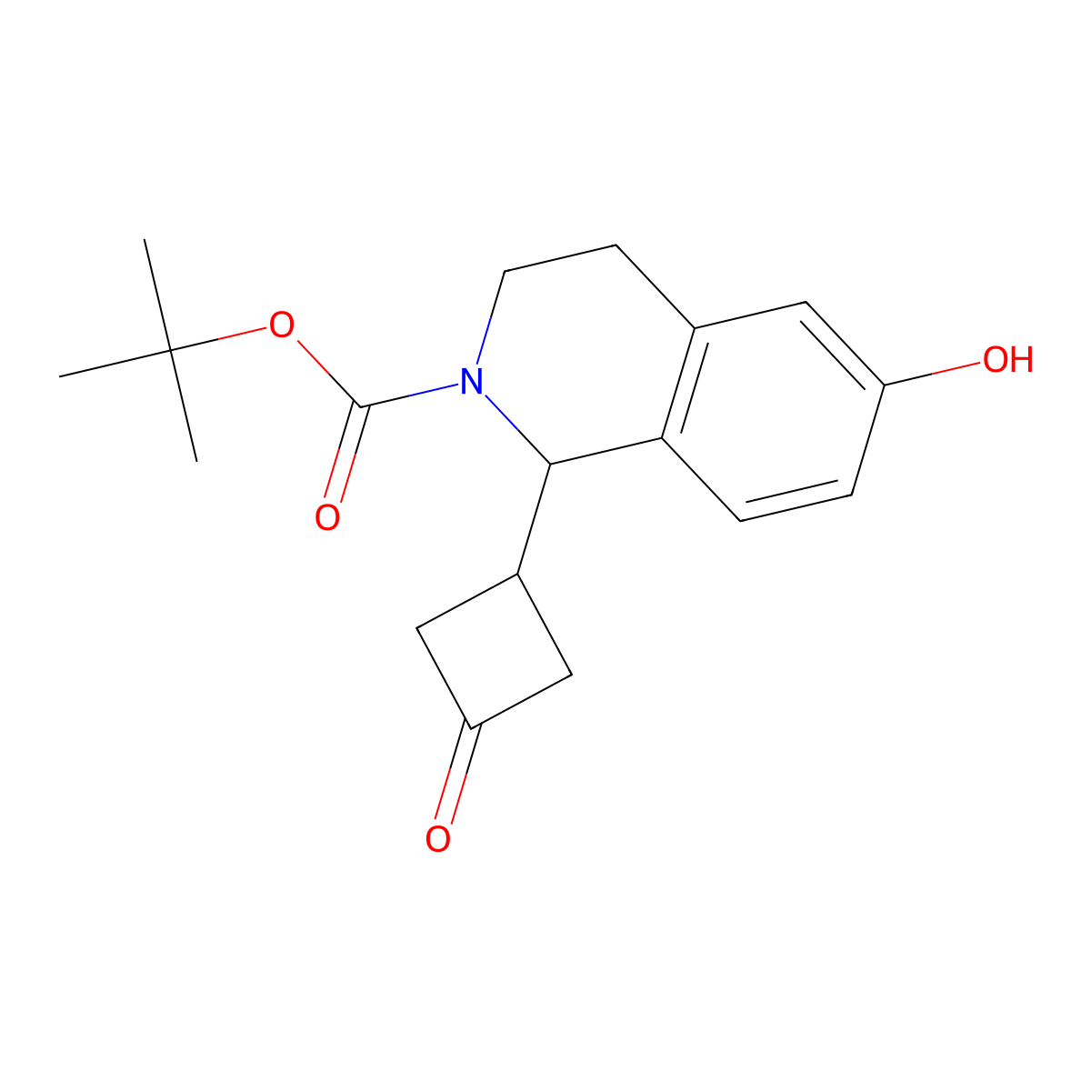 Tert-butyl 6-hydroxy-1-(3-oxocyclobutyl)-1,2,3,4-tetrahydroisoquinoline-2-carboxylate molecular structure, CAS 2413898-82-3