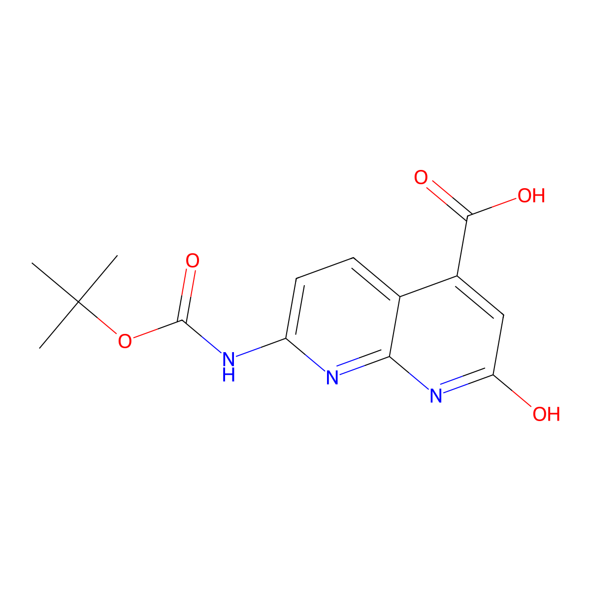 7-{[(Tert-butoxy)carbonyl]amino}-2-hydroxy-1,8-naphthyridine-4-carboxylic acid molecular structure, CAS 2413898-85-6