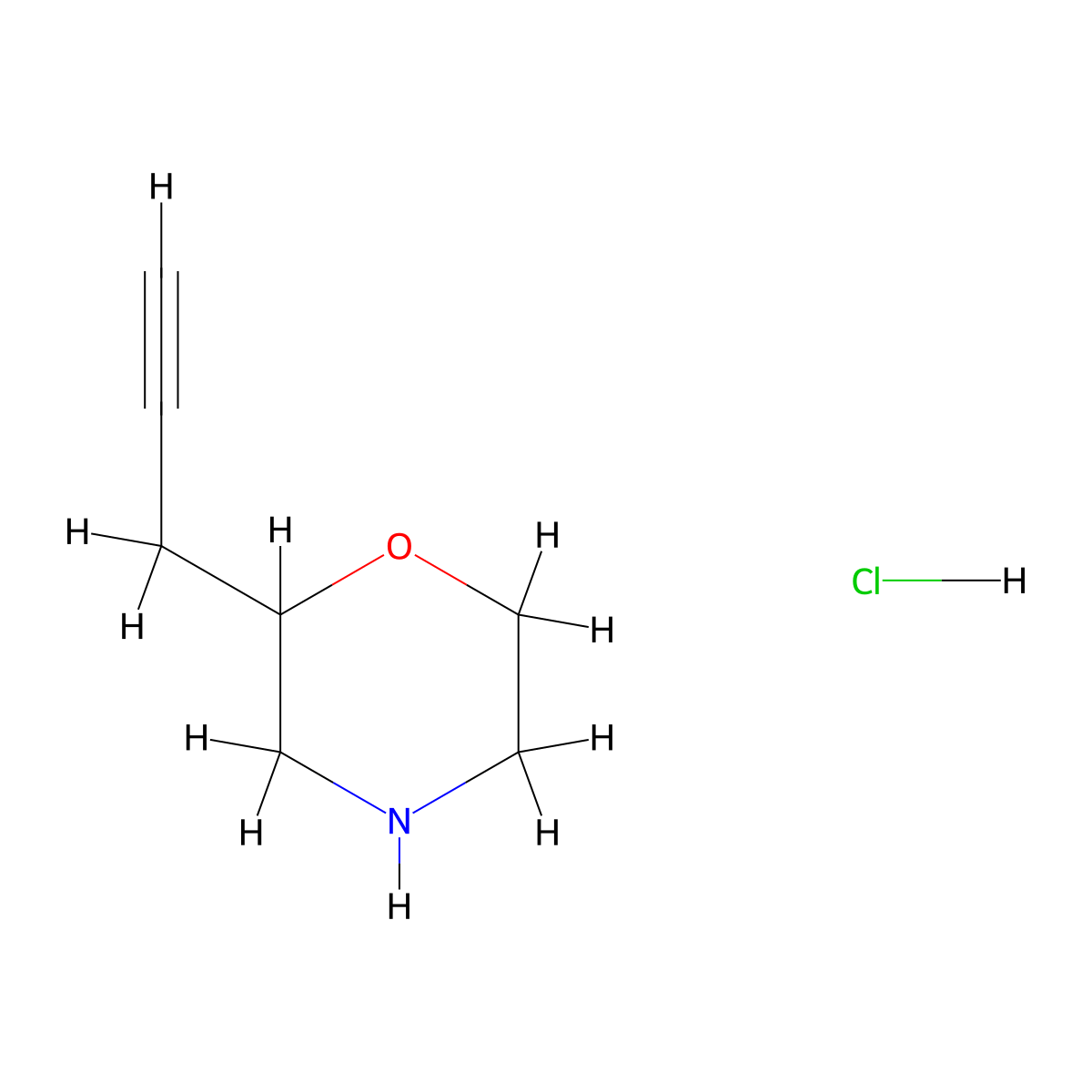 2-(Prop-2-yn-1-yl)morpholine hydrochloride molecular structure, CAS 2413898-90-3