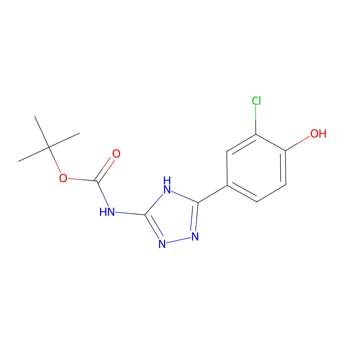 tert-butyl N-[5-(3-chloro-4-hydroxyphenyl)-4H-1,2,4-triazol-3-yl]carbamate molecular structure, CAS 2413898-92-5