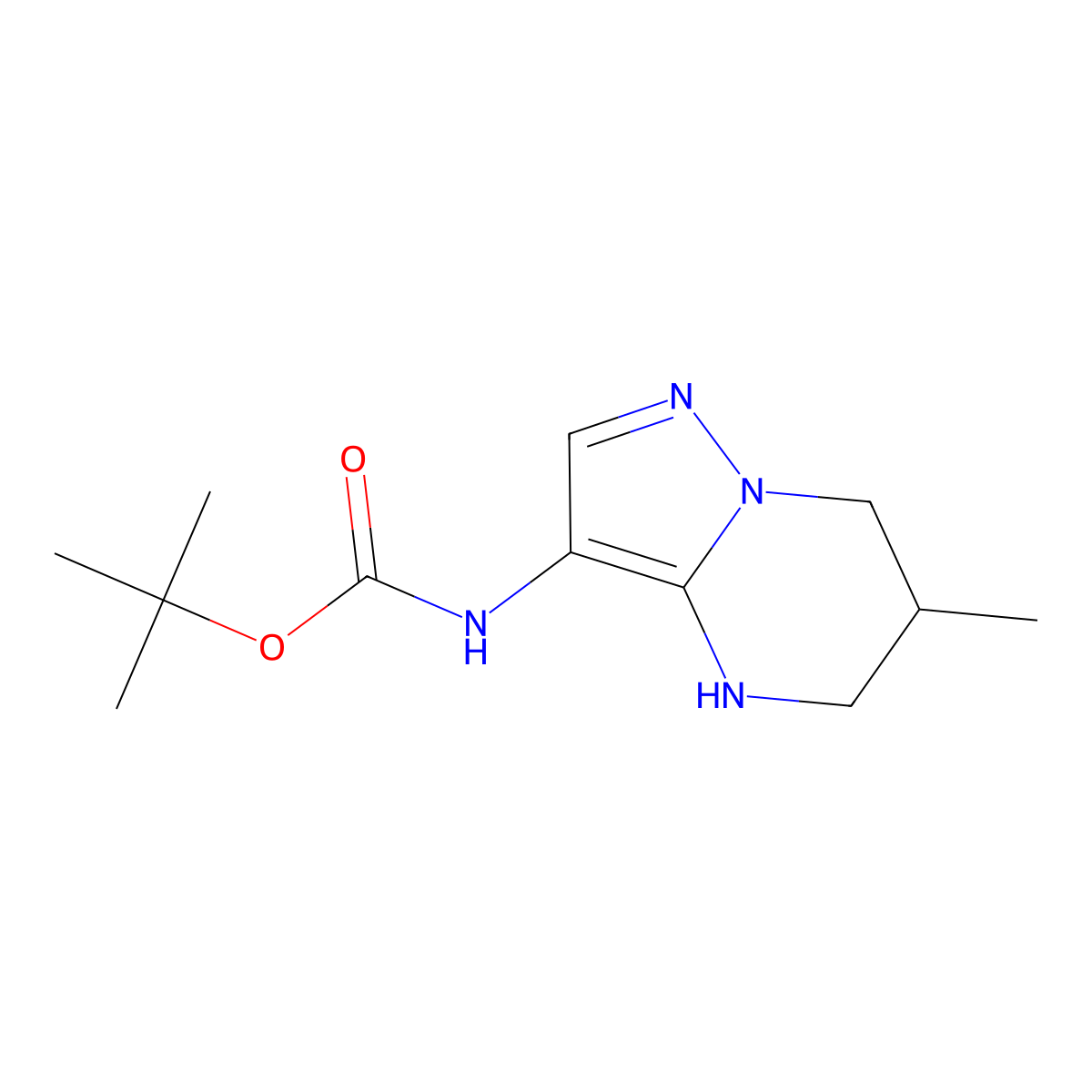 tert-butyl N-(6-methyl-4H,5H,6H,7H-pyrazolo(1,5-a)pyrimidin-3-yl)carbamate molecular structure, CAS 2413899-02-0