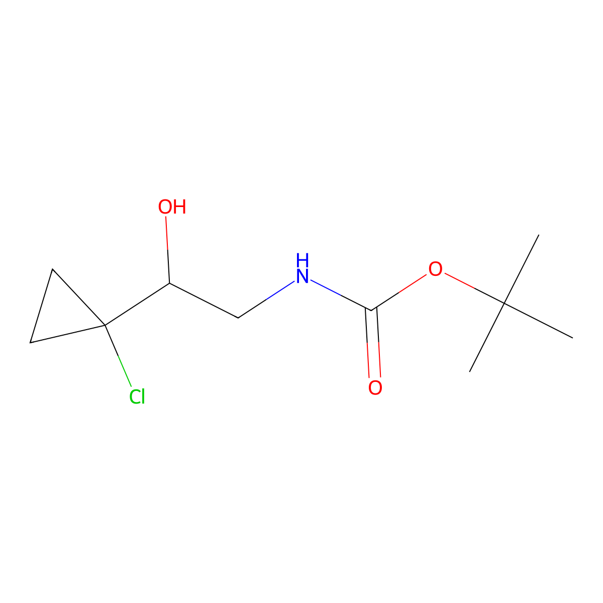 tert-butyl N-[2-(1-chlorocyclopropyl)-2-hydroxyethyl]carbamate molecular structure, CAS 2413899-08-6