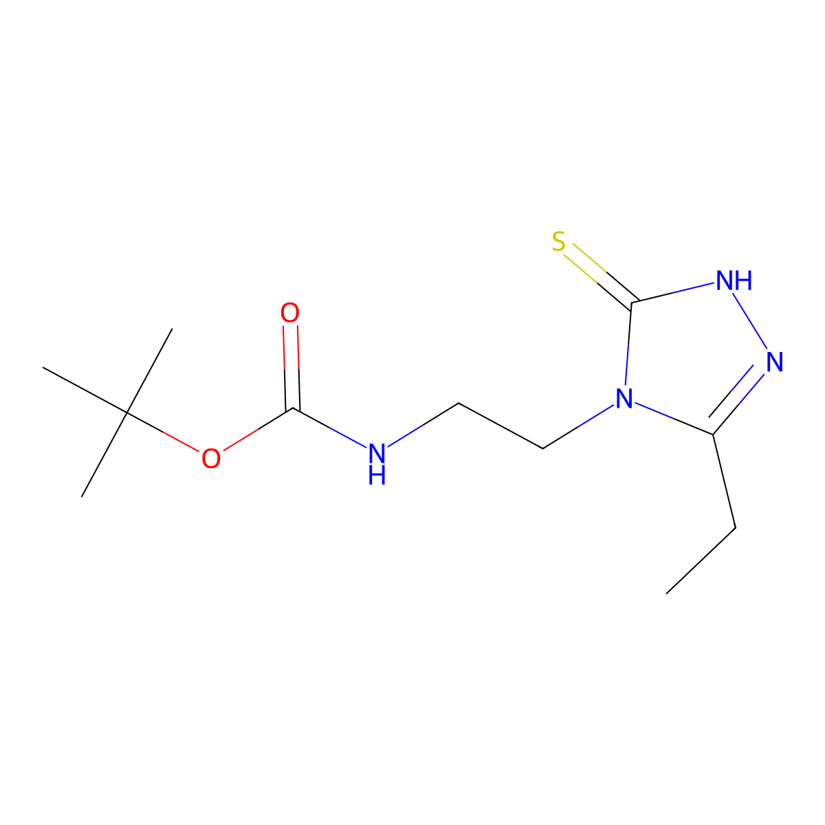 tert-butyl N-[2-(3-ethyl-5-sulfanyl-4H-1,2,4-triazol-4-yl)ethyl]carbamate molecular structure, CAS 2413899-12-2