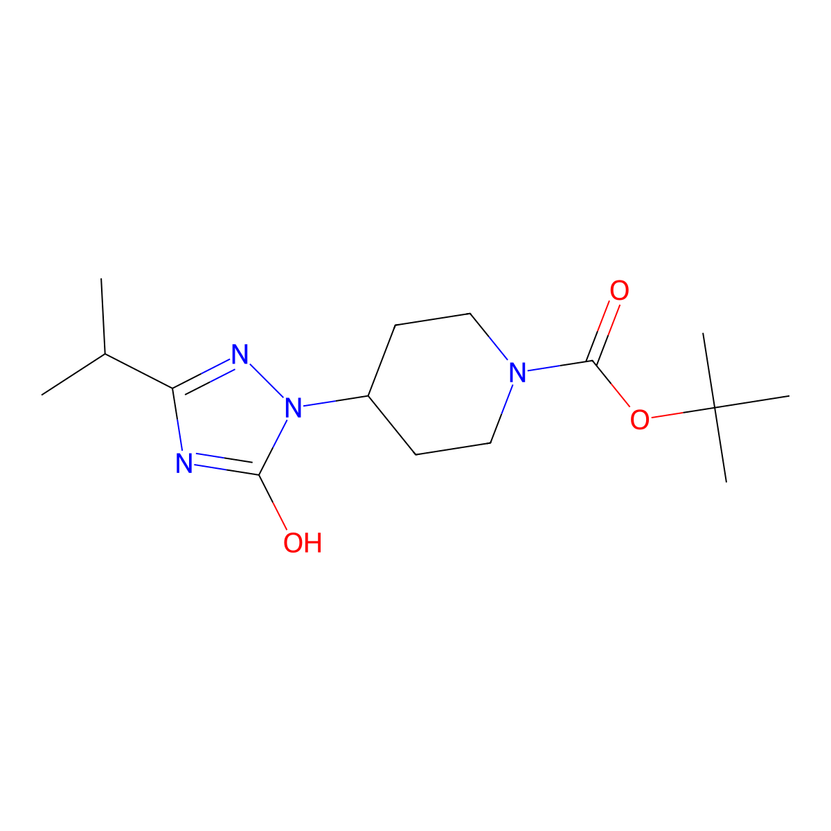tert-butyl 4-[5-hydroxy-3-(propan-2-yl)-1H-1,2,4-triazol-1-yl]piperidine-1-carboxylate molecular structure, CAS 2413899-25-7