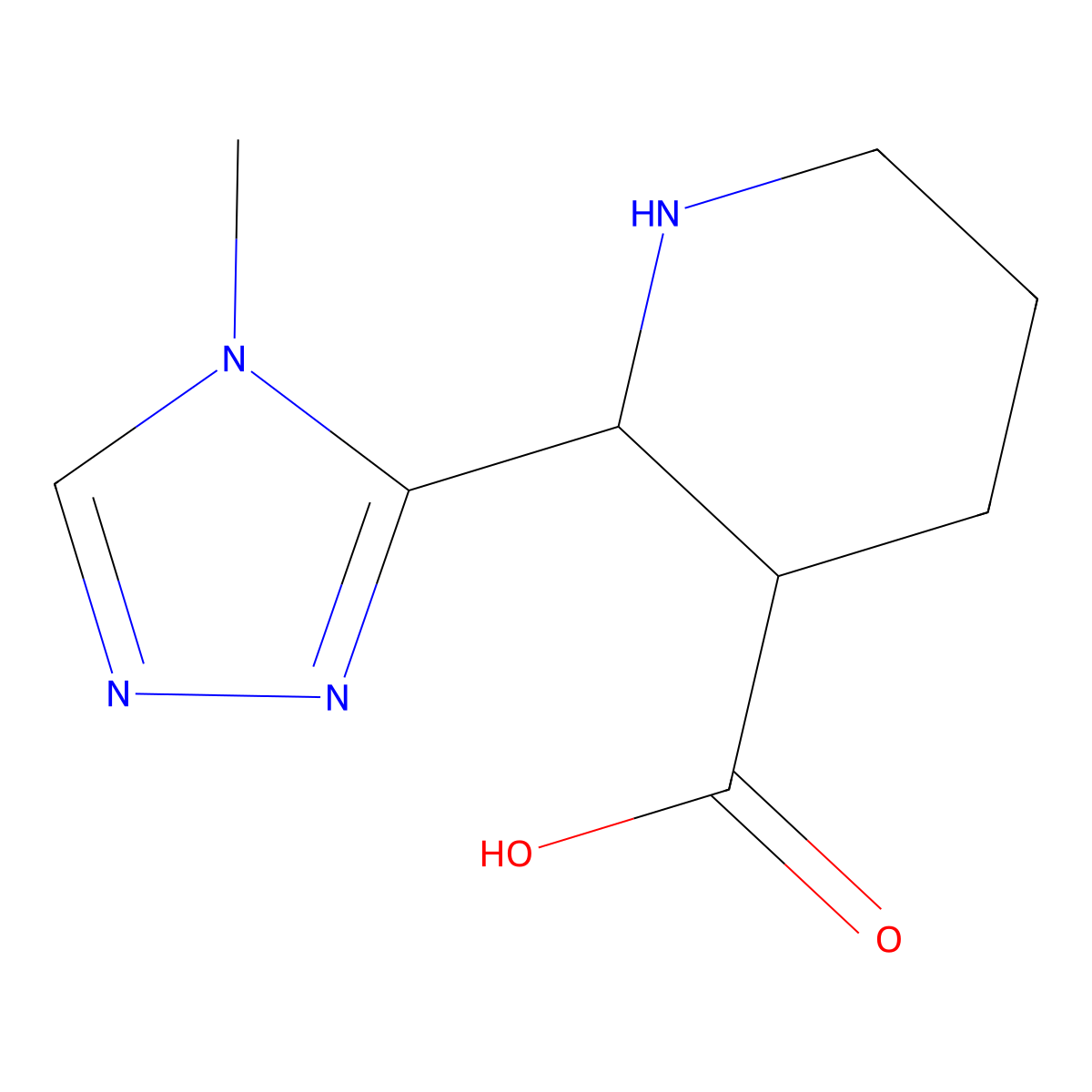 2-(4-methyl-4H-1,2,4-triazol-3-yl)piperidine-3-carboxylic acid molecular structure, CAS 2413899-28-0