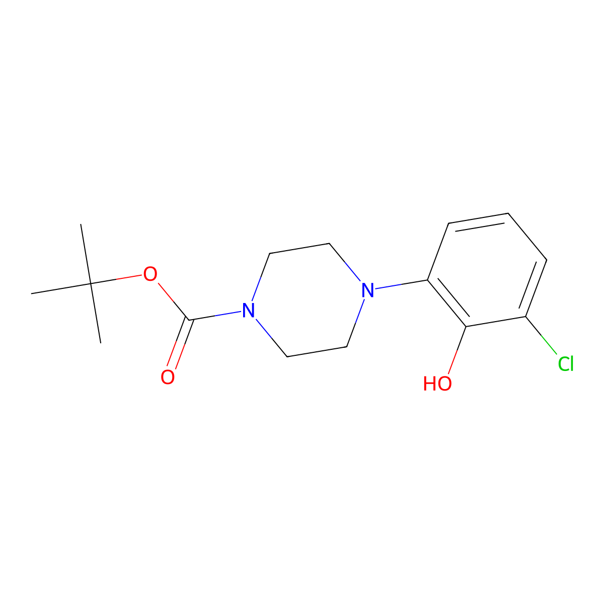 Tert-butyl 4-(3-chloro-2-hydroxyphenyl)piperazine-1-carboxylate molecular structure, CAS 2413899-29-1
