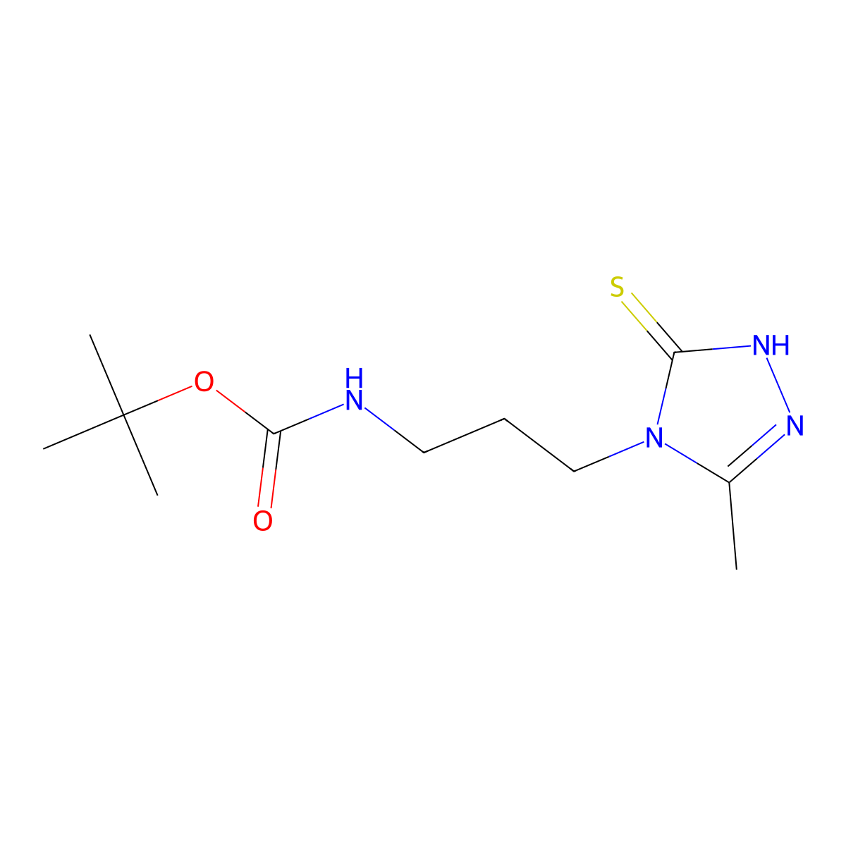 tert-butyl N-[3-(3-methyl-5-sulfanyl-4H-1,2,4-triazol-4-yl)propyl]carbamate molecular structure, CAS 2413899-31-5
