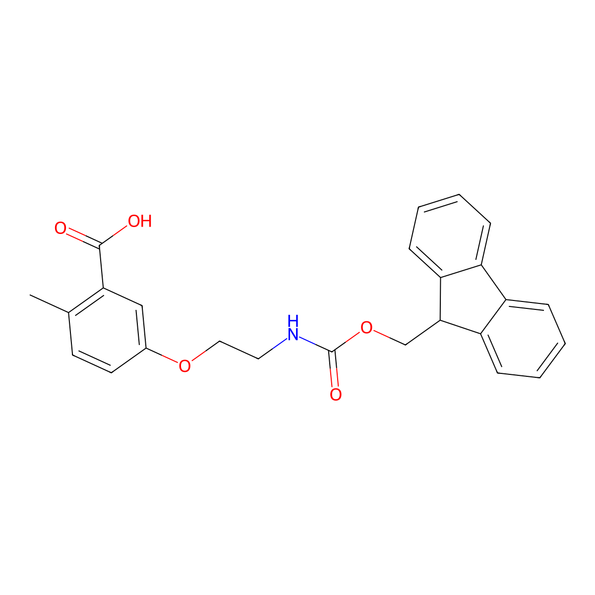 5-[2-({[(9H-fluoren-9-yl)methoxy]carbonyl}amino)ethoxy]-2-methylbenzoic acid molecular structure, CAS 2413899-32-6