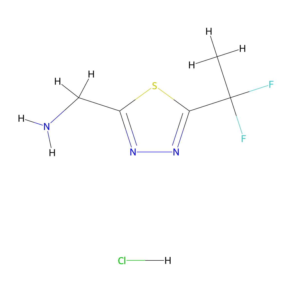 1-[5-(1,1-Difluoroethyl)-1,3,4-thiadiazol-2-yl]methanamine hydrochloride molecular structure, CAS 2413899-39-3