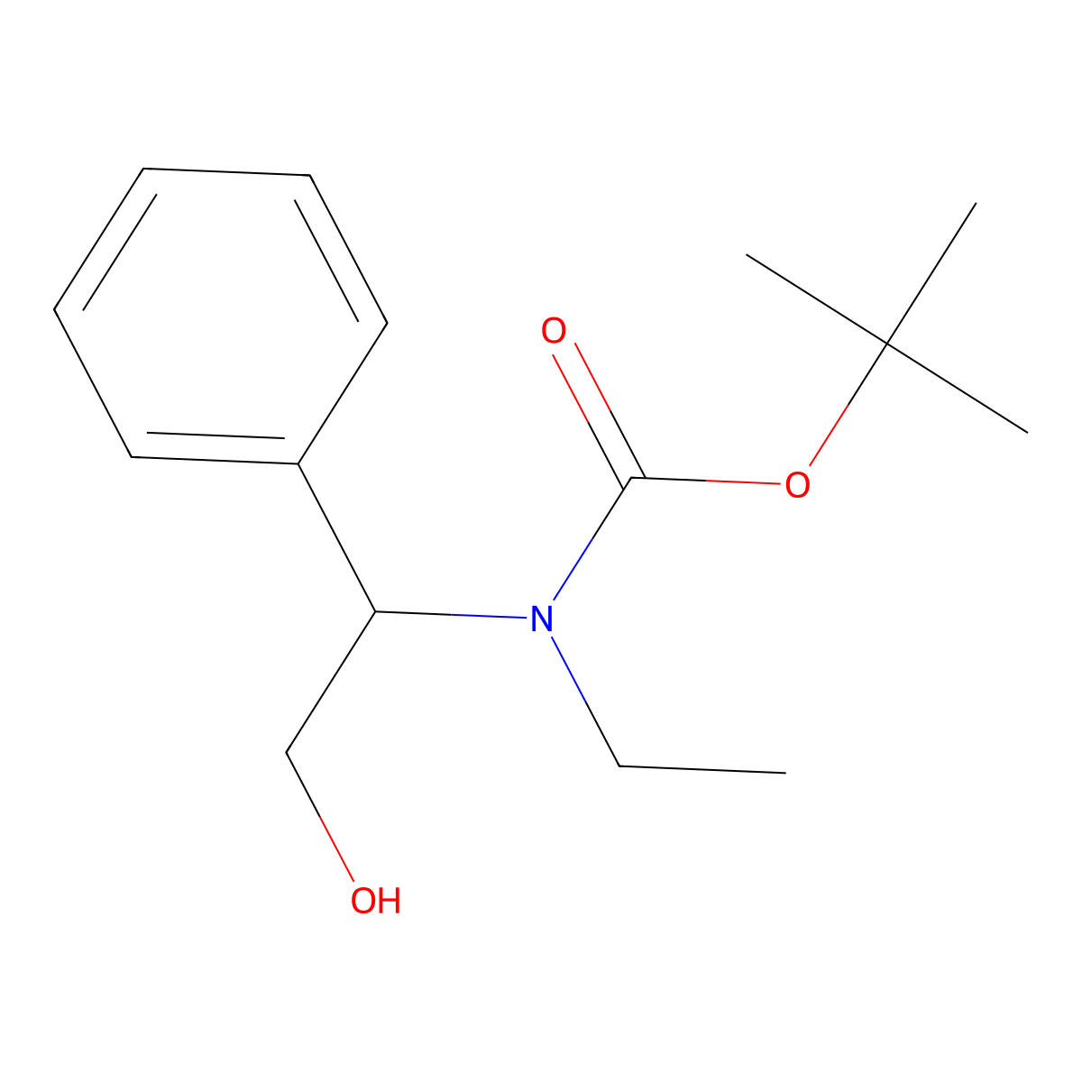 tert-butyl N-ethyl-N-(2-hydroxy-1-phenylethyl)carbamate molecular structure, CAS 2413899-49-5