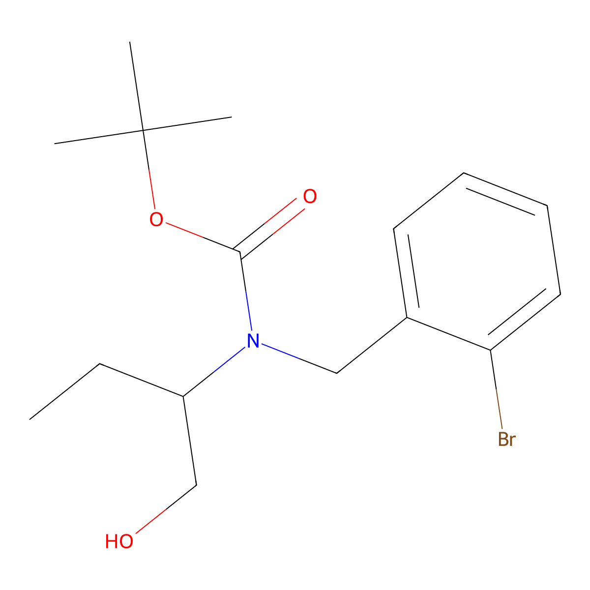 tert-butyl N-[(2-bromophenyl)methyl]-N-(1-hydroxybutan-2-yl)carbamate molecular structure, CAS 2413899-58-6