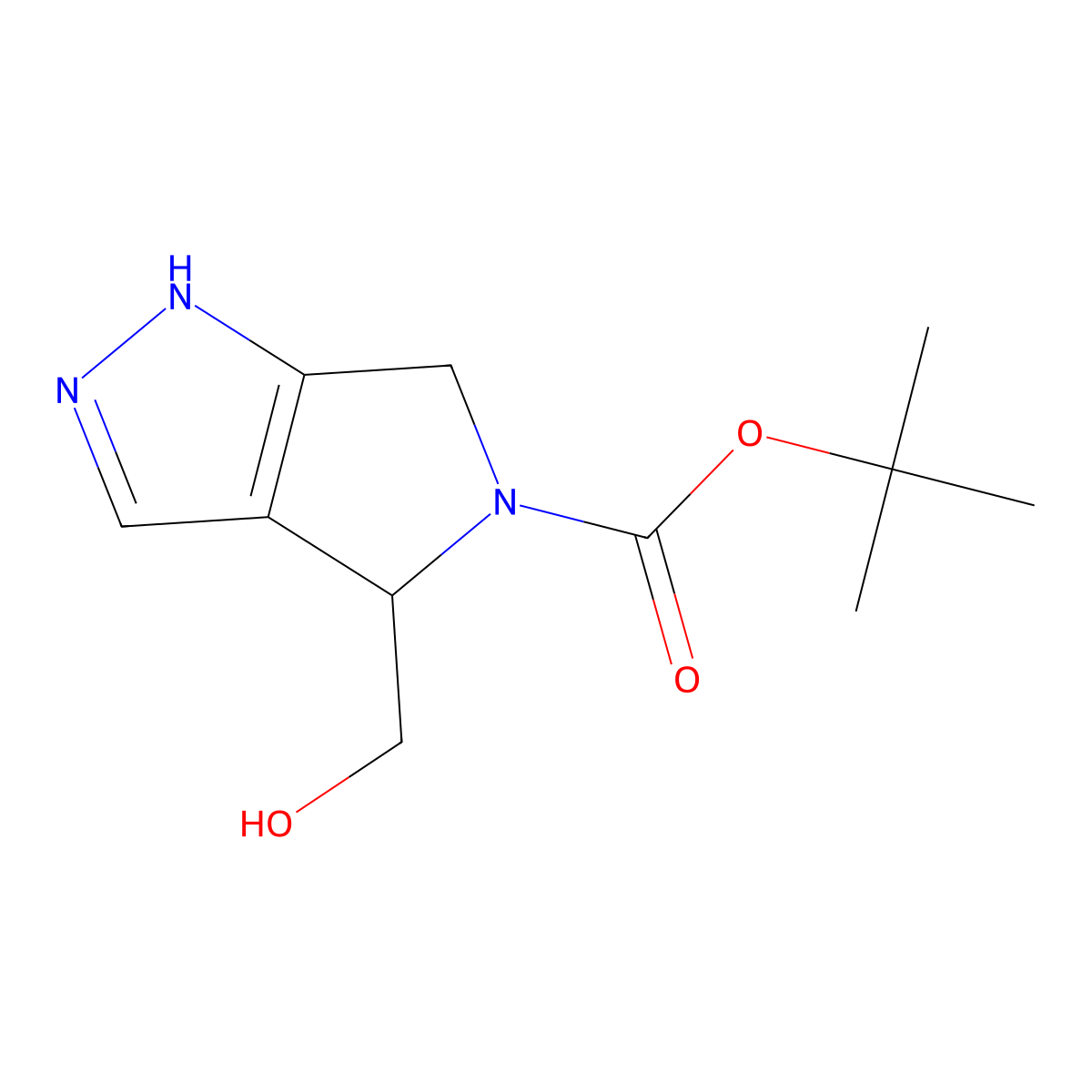 tert-butyl 4-(hydroxymethyl)-2H,4H,5H,6H-pyrrolo[3,4-c]pyrazole-5-carboxylate molecular structure, CAS 2413899-68-8