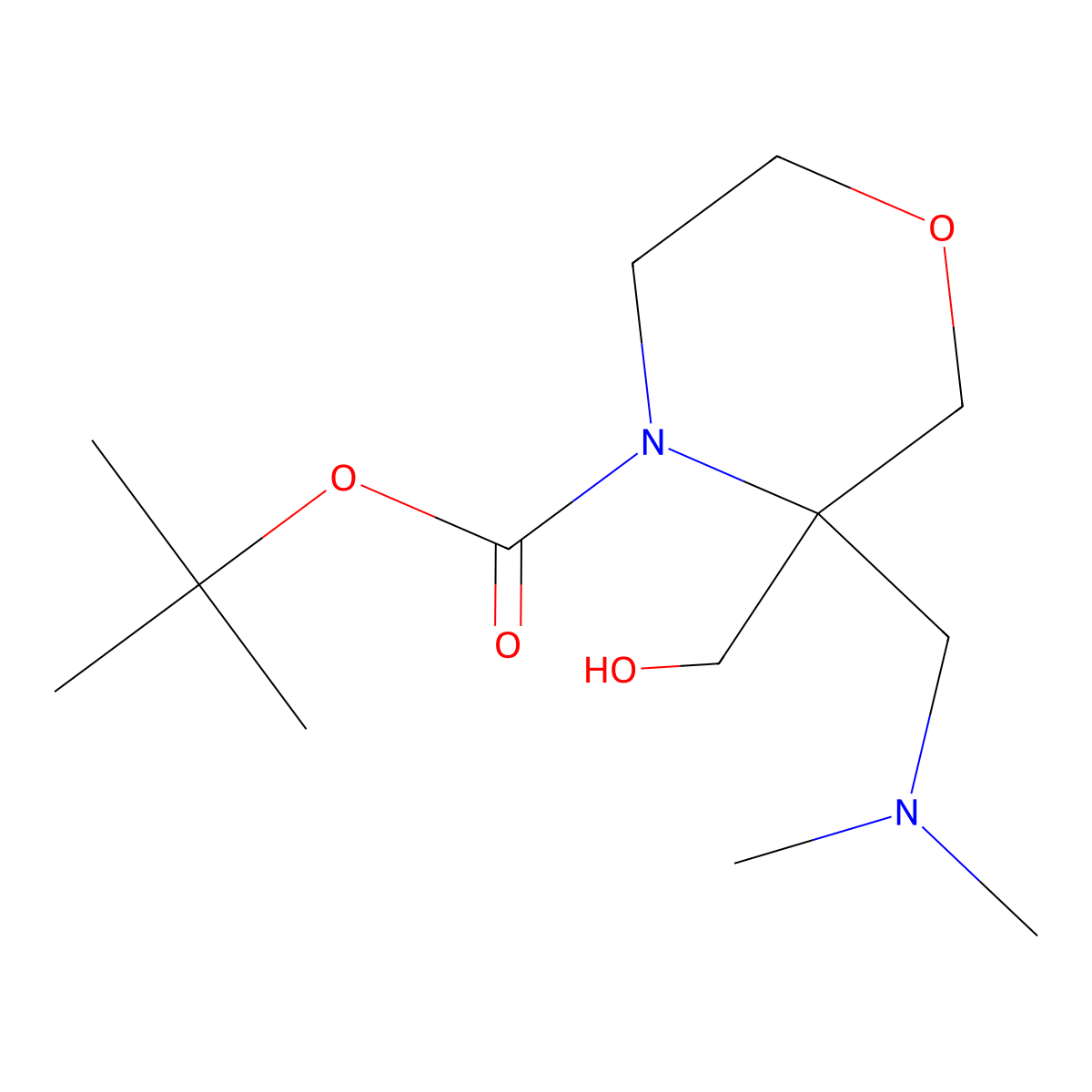 Tert-butyl 3-[(dimethylamino)methyl]-3-(hydroxymethyl)morpholine-4-carboxylate molecular structure, CAS 2413899-72-4