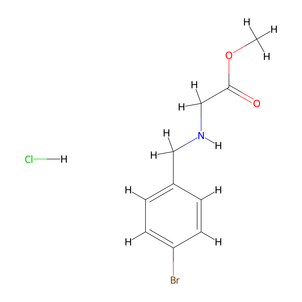 Methyl 2-{[(4-bromophenyl)methyl]amino}acetate hydrochloride molecular structure, CAS 2413899-75-7
