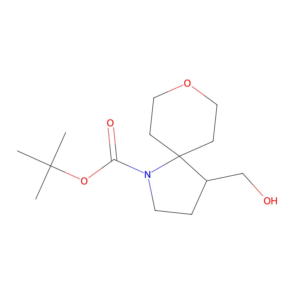 Tert-butyl 4-(hydroxymethyl)-8-oxa-1-azaspiro[4.5]decane-1-carboxylate molecular structure, CAS 2413899-80-4