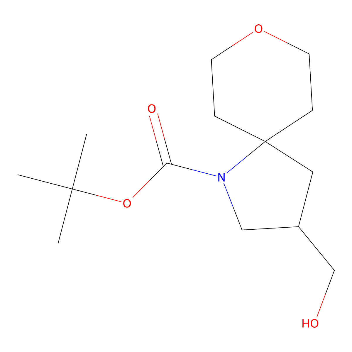Tert-butyl 3-(hydroxymethyl)-8-oxa-1-azaspiro[4.5]decane-1-carboxylate molecular structure, CAS 2413899-88-2