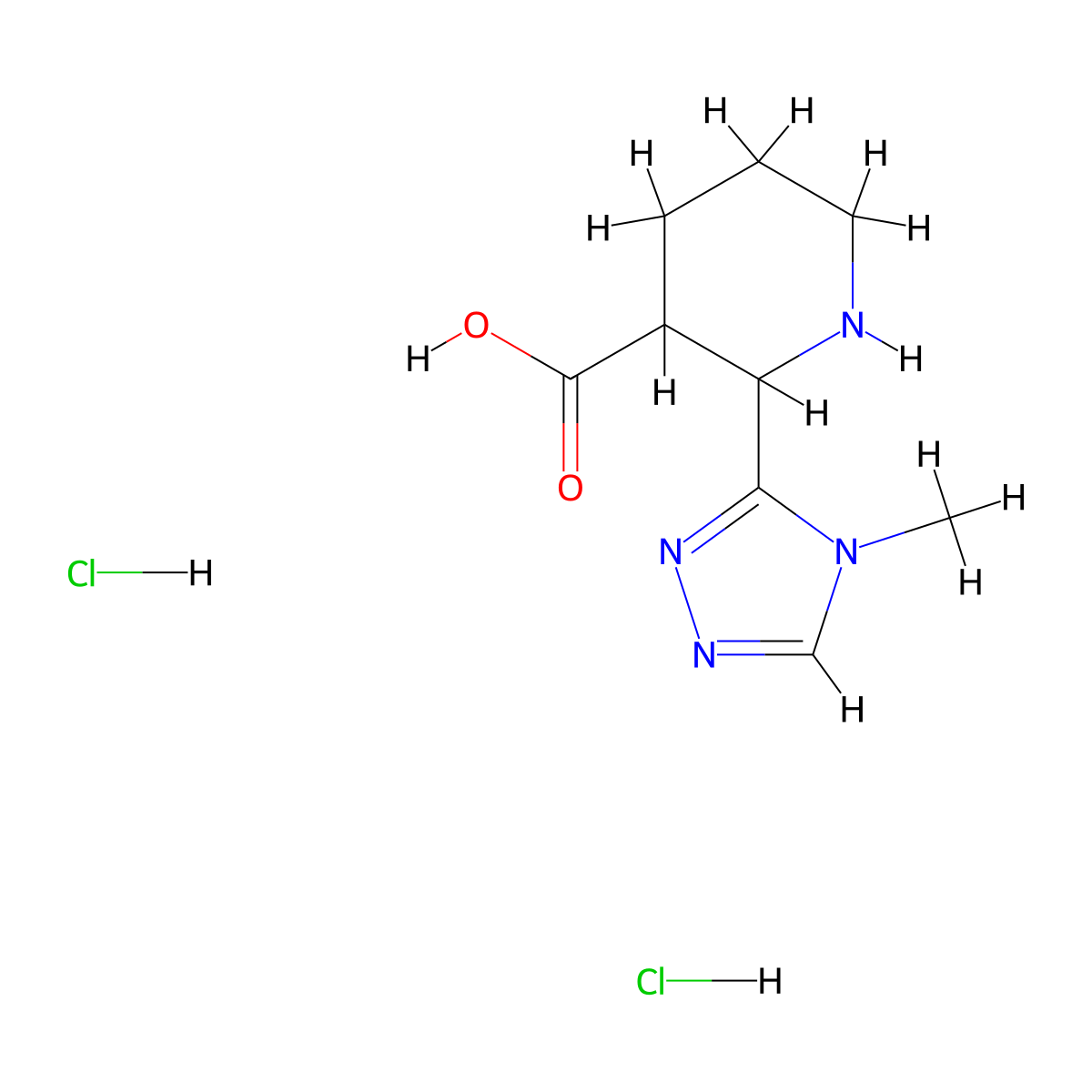 2-(4-methyl-4H-1,2,4-triazol-3-yl)piperidine-3-carboxylic acid dihydrochloride molecular structure, CAS 2413899-98-4